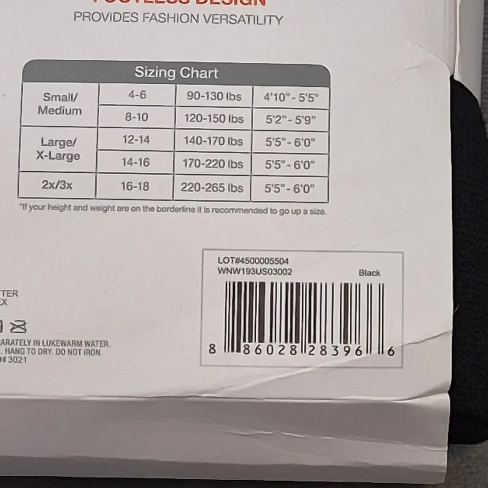 Warner's Women's Black Ultra Soft Fleece Lined Footless Tights 2-Pair Size L/XL